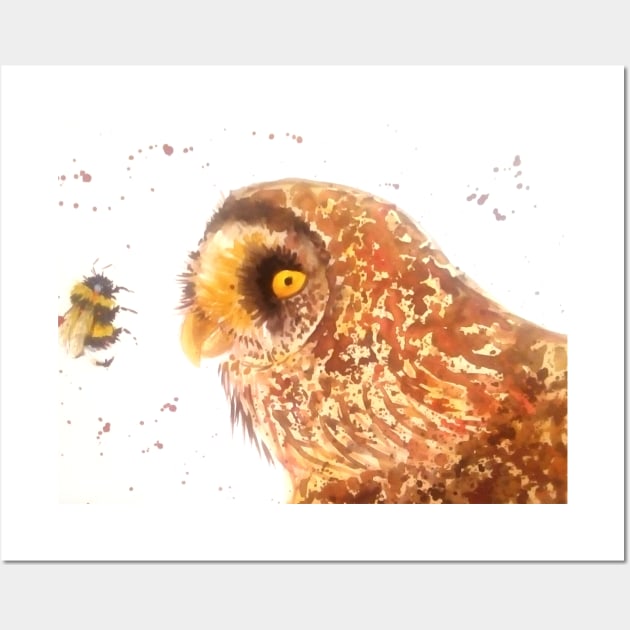 Owl and a Bumblebee Wall Art by Casimirasquirkyart